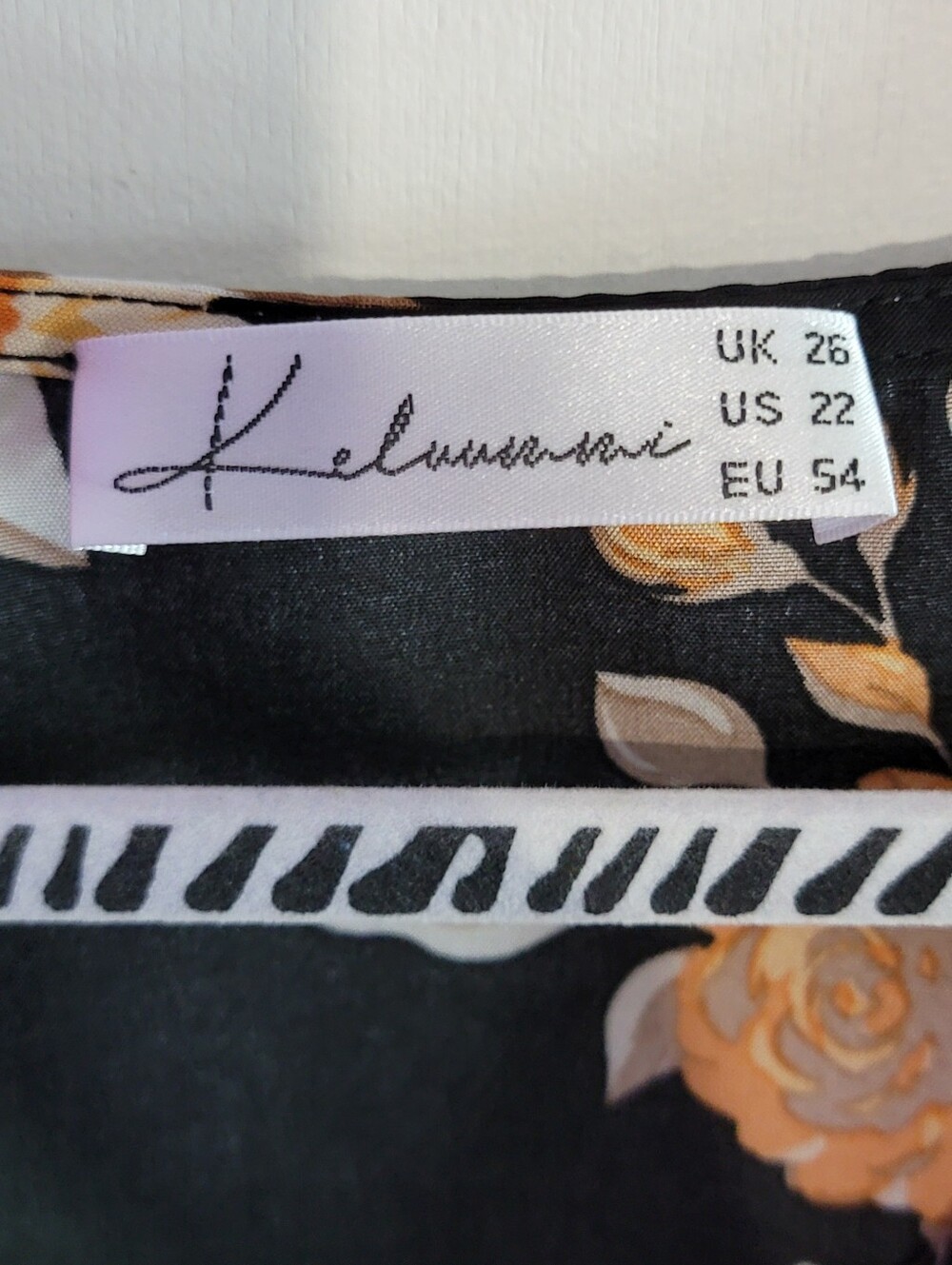 Floral Faux Wrap High Low Dress in Black and Mustard - Picture 5 of 10
